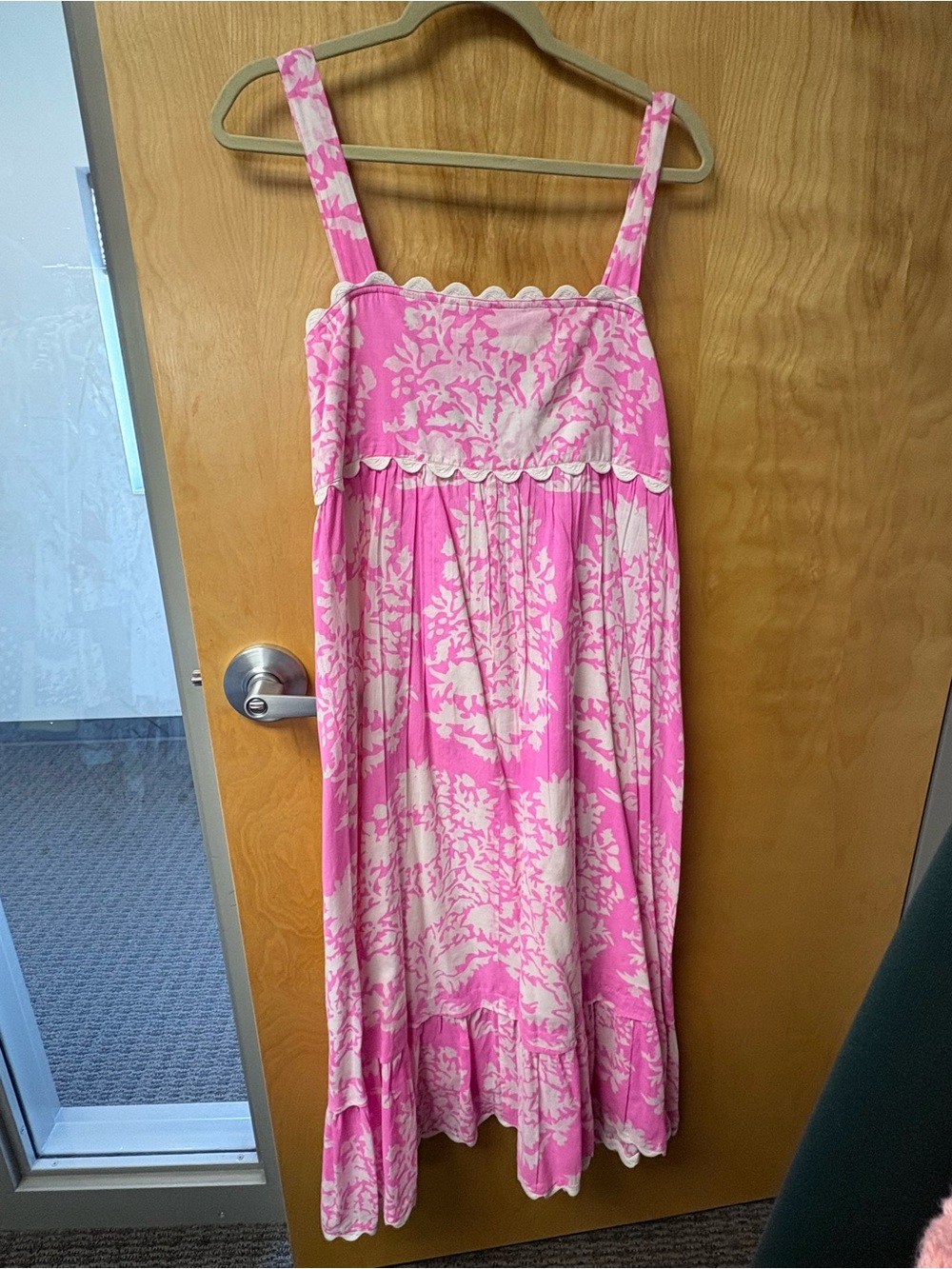 Juliet Dunn Pink and Cream Floral Maxi Dress